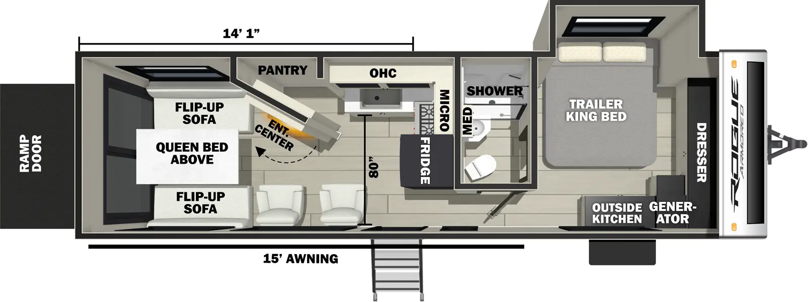 Vengeance Rogue Armored Travel Trailers 25L141 Floorplan